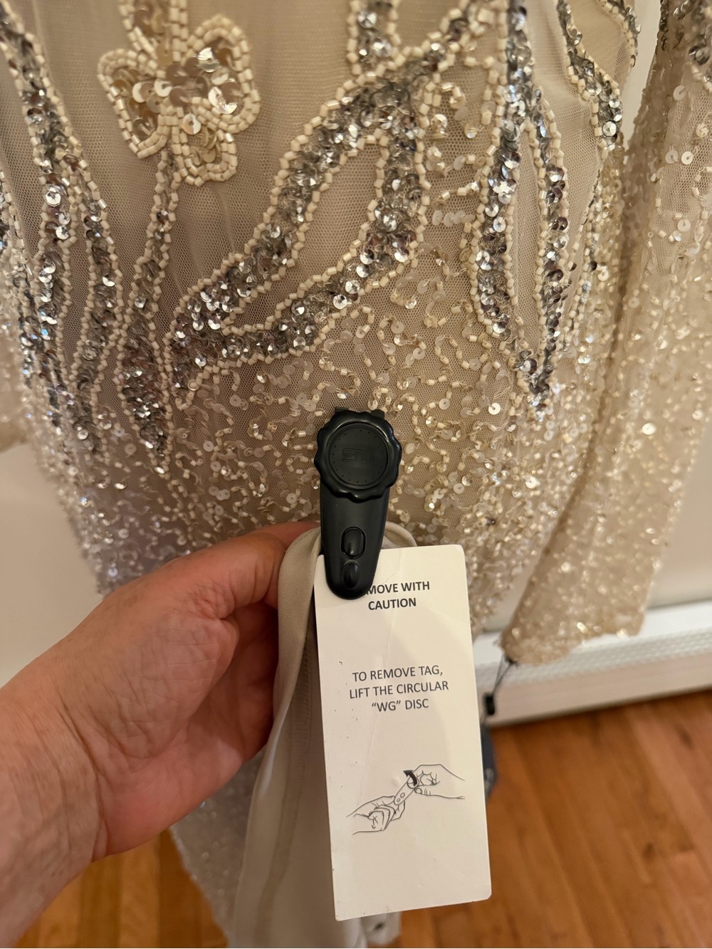 Adrianna Papell Beaded Maxi Gown NWT Size 12 Champagne Silver Formal Dress - Picture 10 of 17